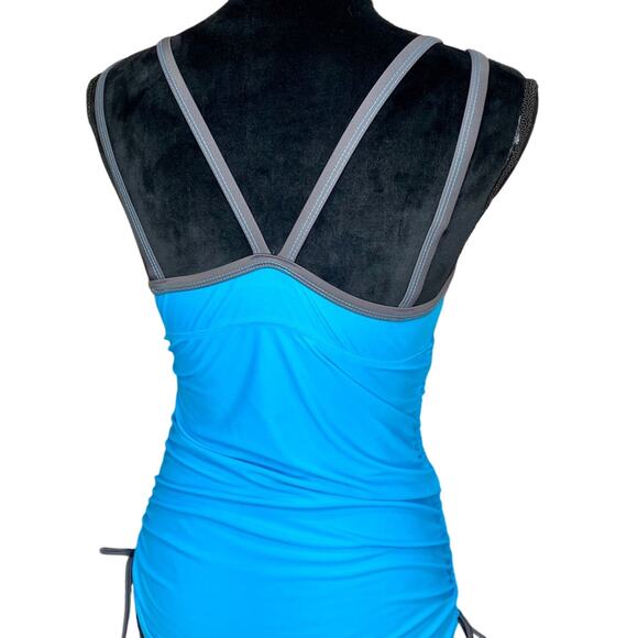 Free Country Small blue and gray swim top - Picture 3 of 5